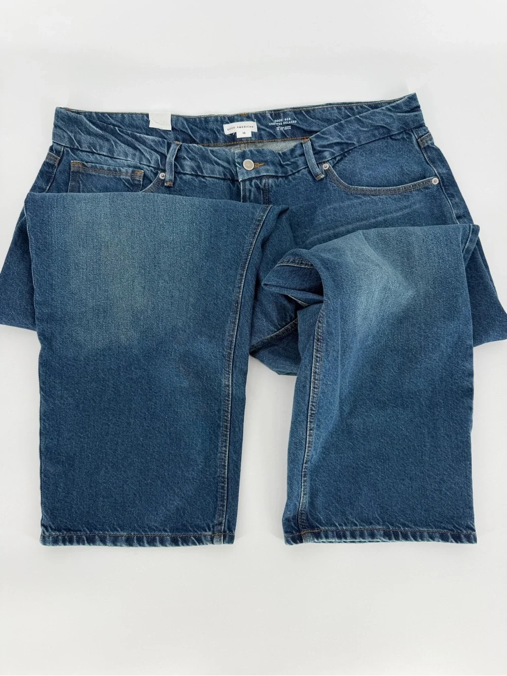 Good American Good 90s Cropped Relaxed Jeans Indigo - Size 16